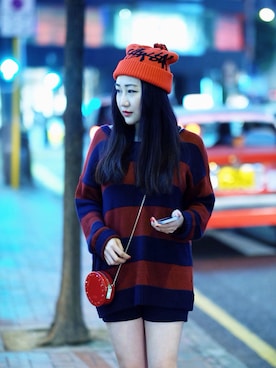 「blue」｜「アイテム（カーゴパンツ）」を使った、jobieleeさん（レディース・153cm）の冬コーディネート