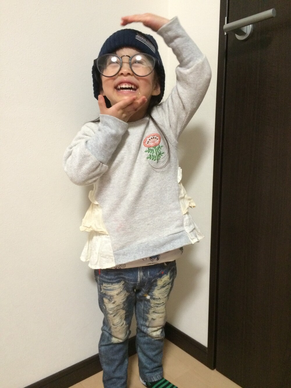 「BREEZE」｜「abcdのアイテム（その他トップス、ホワイト系）」を使った、あり♡えりさん（キッズ・90cm）の冬コーディネートの1枚目の写真