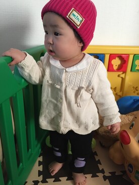 「babyGAP（babyGAP）のアイテム（ロンパース、ホワイト系）」を使った、emmaricaさん（キッズ・80cm）の冬コーディネート
