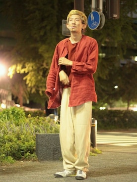 「Onitsuka Tiger × ANDREA POMPILIO（オニツカタイガーアンドレアポンピリオ）のアイテム」を使った、しろ / karisomeさん（メンズ・180cm）の秋コーディネート