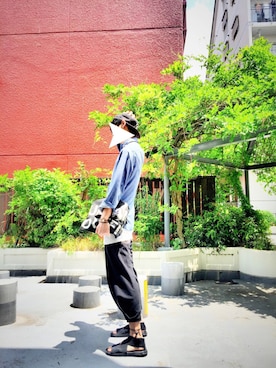 「7月WEAR夏のサンダル祭り」｜「アイテム（キャップ）」を使った、peko™️さん（メンズ・180cm）の夏コーディネート