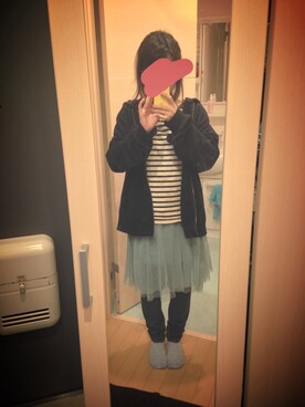 「無印良品（ムジルシリョウヒン）のアイテム（Tシャツ/カットソー、ホワイト系）」を使った、yuka🐱さん（レディース・151cm）の冬コーディネート