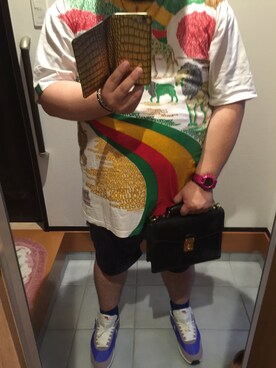 「アイテム（アナログ腕時計、ピンク系）」を使った、bigpigさん（メンズ・173cm）の夏コーディネート