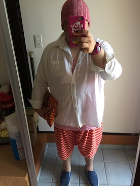 「アイテム（アナログ腕時計、ピンク系）」を使った、bigpigさん（メンズ・173cm）の春コーディネート