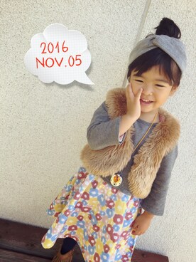「SM2（エスエムツー）のアイテム（ワンピース/ドレス）」を使った、Kiraさん（キッズ・100cm）の秋コーディネート