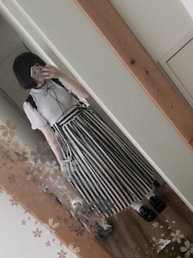 「黒リュック」｜「アイテム（財布/小物）」を使った、ぽんずさん（レディース・157cm）の夏コーディネート