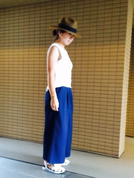 「coca（ANDEX shoes product）（コカ）のアイテム（帽子）」を使った、ayaさん（レディース・157cm）の夏コーディネート