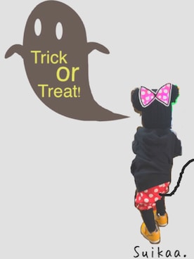 「halloween」｜「アイテム（ニットキャップ/ビーニー）」を使った、Suikaaさん（キッズ・80cm）の秋コーディネート
