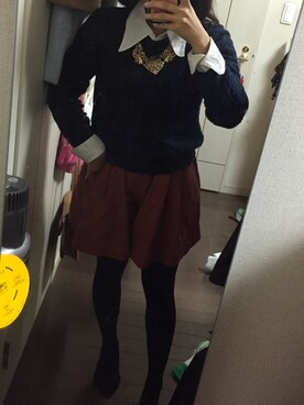 「アイテム（デニムパンツ、レッド系）」を使った、Ｋコ/BAILA専属読者モデルさん（レディース・155cm）の冬コーディネート