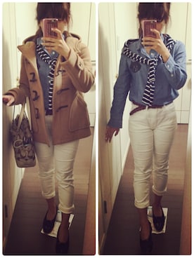 「Pコート」｜「アイテム（ダッフルコート）」を使った、Ｋコ/BAILA専属読者モデルさん（レディース・155cm）の秋コーディネート