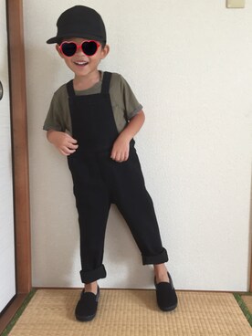 「カーキ」｜「アイテム（つなぎ/オールインワン）」を使った、ha-☆さん（キッズ・110cm）の夏コーディネート