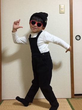 「GU（ジーユー）のアイテム（つなぎ/オールインワン）」を使った、ha-☆さん（キッズ・110cm）の冬コーディネート