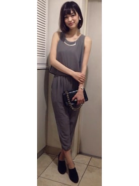「NANO universe（ナノユニバース）のアイテム（つなぎ/オールインワン）」を使った、森本奈緒さん（レディース・168cm）の春コーディネート