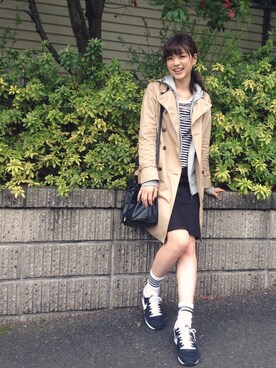 「ピンキーリング」｜「アイテム（ジャケット/アウター）」を使った、森本奈緒さん（レディース・168cm）の春コーディネート
