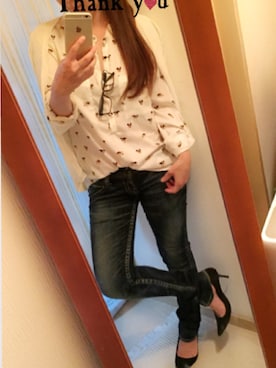 「Rodeo Crowns（ロデオクラウンズ）のFEEL ABOUT TYPE2-2 スリムストレート（デニムパンツ）」を使った、k.kaさん（レディース・153cm）の夏コーディネート