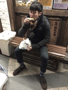 「Abercrombie&Fitch（アバークロンビーアンドフィッチ）のアイテム（ダウンベスト）」を使った、Soooooooooさん（メンズ・178cm）の秋コーディネート