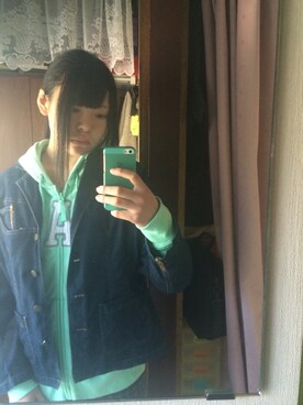 「GAPパーカー（パーカー、グリーン系）」を使った、なおさん（レディース・167cm）の春コーディネート