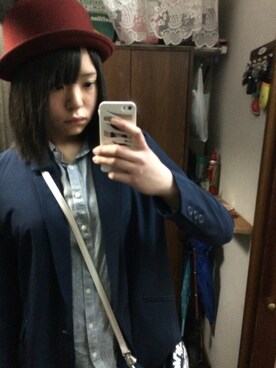 「中古のアイテム（ハット、レッド系）」を使った、なおさん（レディース・167cm）の春コーディネート