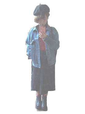 「くつした」｜「アイテム（ハンチング/ベレー帽）」を使った、のほのほさん（レディース・154cm）の秋コーディネート