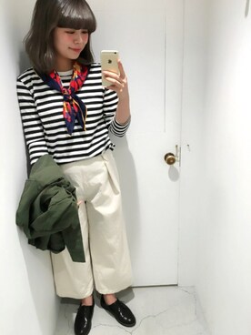 「マリン」｜「アイテム（ミリタリージャケット）」を使った、chisatoさん（レディース・165cm）の冬コーディネート
