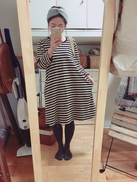 「お散歩」｜「アイテム（チュニック）」を使った、tomさん（レディース・147cm）の冬コーディネート