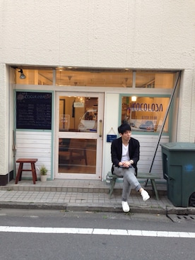 「SHARE PARK（シェアパーク）のアイテム（パンツ）」を使った、KAZUHIROさん（メンズ・180cm）の春コーディネート