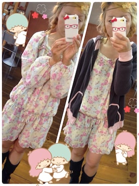 「アイテム（つなぎ/オールインワン、ベージュ系）」を使った、いく☆さん（レディース・153cm）の夏コーディネート