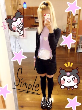 「ニーハイソックス」｜「アイテム（サロペット/オーバーオール）」を使った、いく☆さん（レディース・153cm）の夏コーディネート