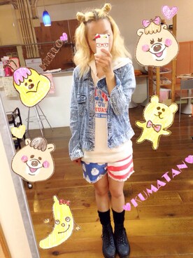 「WC（ダブル シー）のアイテム（パーカー）」を使った、いく☆さん（レディース・153cm）の秋コーディネート
