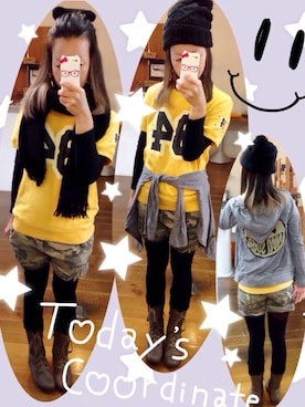 「ニコちゃん」｜「アイテム（ニットキャップ/ビーニー）」を使った、いく☆さん（レディース・153cm）の秋コーディネート