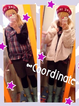「ANAP（アナップ）のアイテム（ハンチング/ベレー帽）」を使った、いく☆さん（レディース・153cm）の冬コーディネート