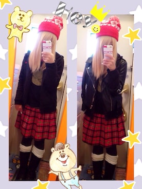 「WC（ダブル シー）のアイテム（ニットキャップ/ビーニー）」を使った、いく☆さん（レディース・153cm）の春コーディネート
