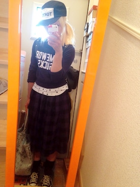 「BLUE MOON BLUE（ブルームーンブルー）のアイテム」を使った、いく☆さん（レディース・153cm）の春コーディネート