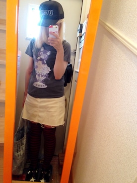 「WC（ダブル シー）のアイテム（キャップ）」を使った、いく☆さん（レディース・153cm）の夏コーディネート