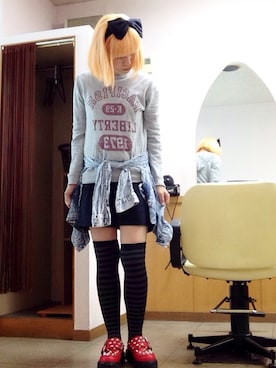 「ニーハイソックス」｜「アイテム（サロペット/オーバーオール）」を使った、いく☆さん（レディース・153cm）の秋コーディネート