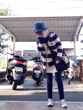 「TODAYFUL（トゥデイフル）のアイテム（ピーコート）」を使った、いく☆さん（レディース・153cm）の春コーディネート