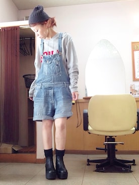 「ルーズソックス」｜「アイテム（オールインワン・サロペット）」を使った、いく☆さん（レディース・153cm）の夏コーディネート