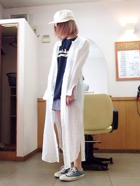 「TODAYFUL（トゥデイフル）のアイテム（シャツワンピース）」を使った、いく☆さん（レディース・153cm）の夏コーディネート