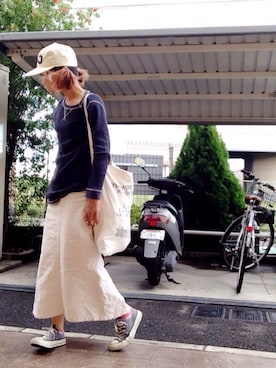 「TODAYFUL（トゥデイフル）のVintageトートバッグ（トートバッグ）」を使った、いく☆さん（レディース・153cm）の秋コーディネート
