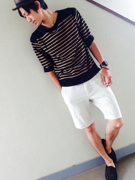 「しまむら（シマムラ）のアイテム（その他シューズ）」を使った、マナトさん（メンズ・173cm）の夏コーディネート