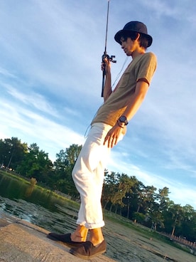 「しまむら（シマムラ）のアイテム（その他シューズ）」を使った、マナトさん（メンズ・173cm）の夏コーディネート