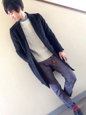 「glory crew（グローリークルー）のアイテム（その他パンツ）」を使った、マナトさん（メンズ・173cm）の冬コーディネート