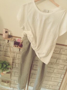 「CIAOPANIC TYPY（チャオパニックティピー）のアイテム（Tシャツ/カットソー、ホワイト系）」を使った、yuchiさんの夏コーディネート