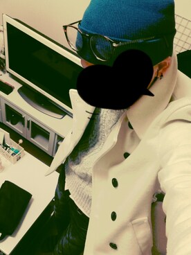 「AZUL by moussy（アズールバイマウジー）のアイテム（ニットキャップ/ビーニー）」を使った、けけたそ。さん（メンズ・184cm）の冬コーディネート