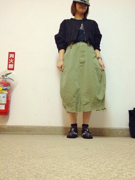 「Yohji Yamamoto（ヨウジヤマモト）のアイテム（ブルゾン）」を使った、yuiさん（レディース・158cm）の夏コーディネート