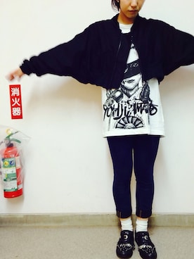 「Yohji Yamamoto（ヨウジヤマモト）のアイテム（ブルゾン）」を使った、yuiさん（レディース・158cm）の秋コーディネート