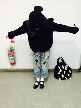 「tricot COMME des GARCONS（トリココムデギャルソン）のアイテム（帽子）」を使った、yuiさん（レディース・158cm）の秋コーディネート