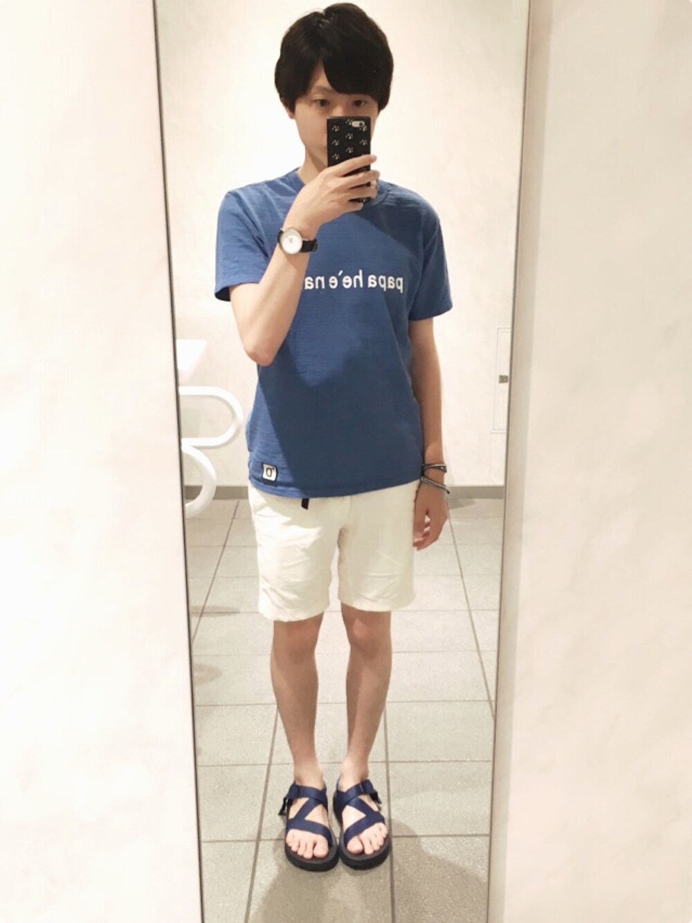 「ラフ、夏コーデ、melelana、GRAMICCI」｜「URBAN RESEARCH DOORSのアイテム（Tシャツ/カットソー、ブルー系）」を使った、さっさ♂さん（メンズ・172cm）の春コーディネートの1枚目の写真
