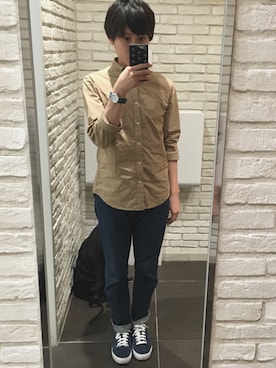 「＃デニム」｜「アイテム（腕時計）」を使った、さっさ♂さん（メンズ・172cm）の春コーディネート