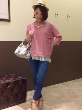 「麦わら帽子」｜「アイテム（アンサンブル）」を使った、ikka HEAD OFFICE Women'sさん（レディース・155cm）の春コーディネート